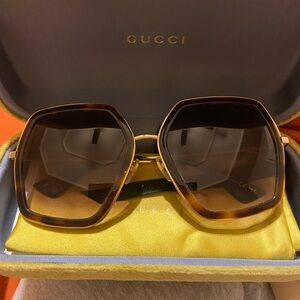 Gucci Tortoiseshell and Gold Sunglasses